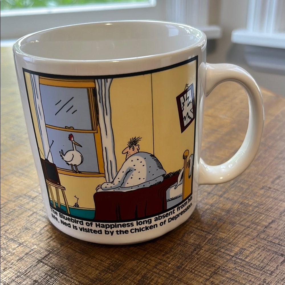 The Far Side Mug Gary Larson Bluebird of Happiness - Chicken of Depression